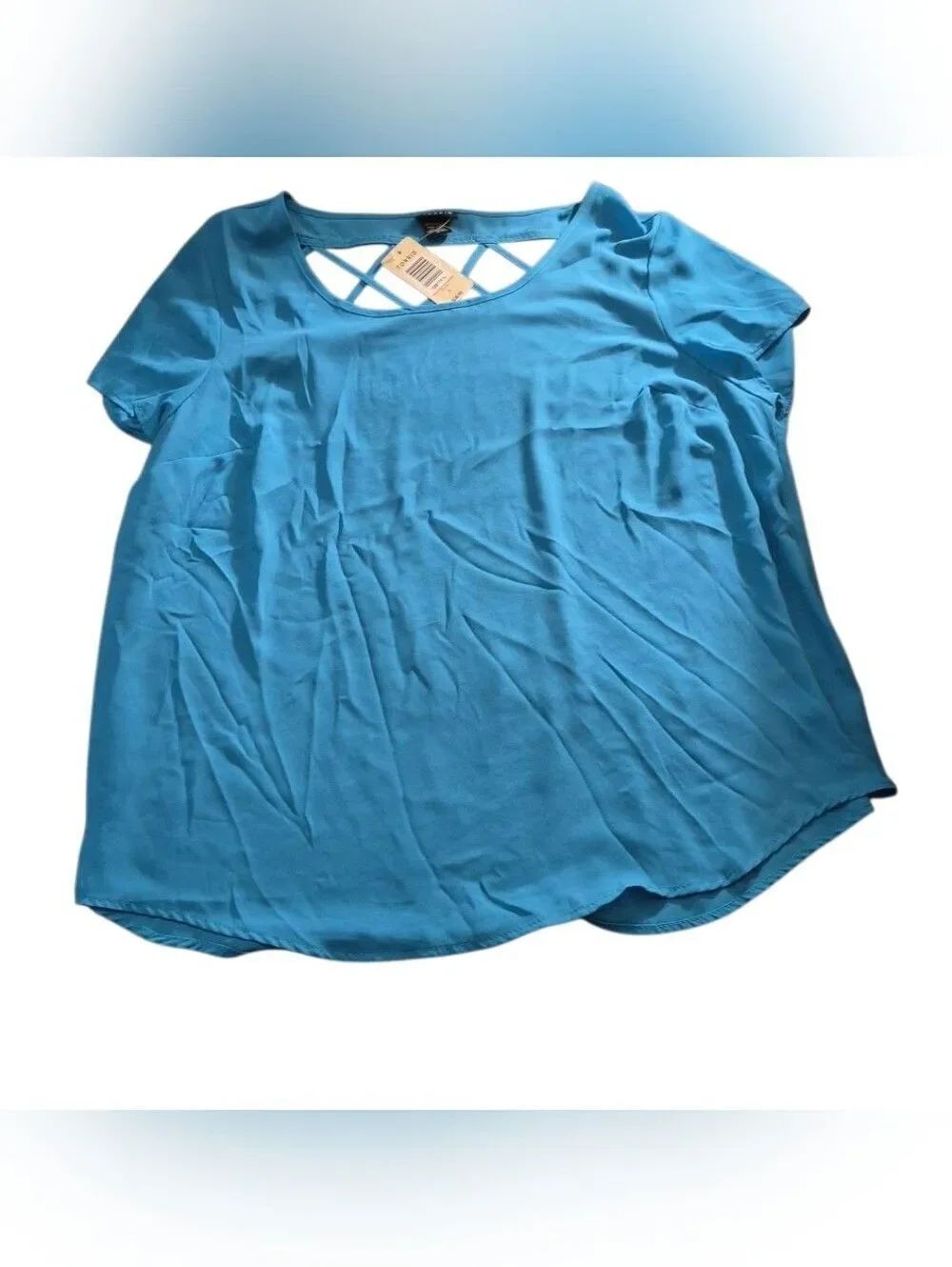 torrid Bright Turquoise Crisscross Back Short Sleeve Tee(417)